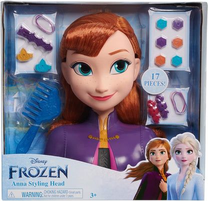 Just Play Disney's Frozen 2 Anna 7.5-inch Styling Head, 17-Pieces, Kids Toys for Ages 3 Up by