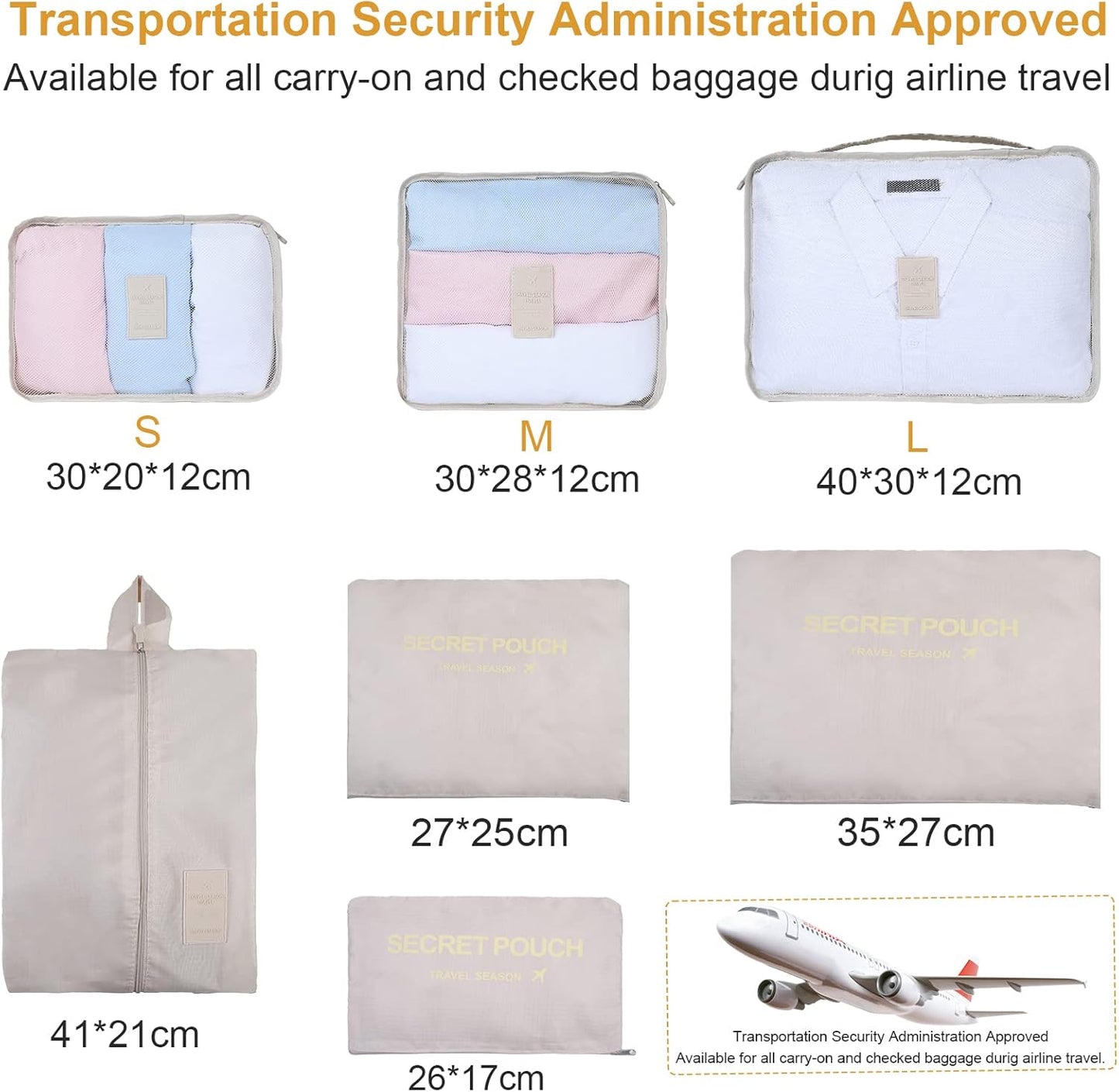 Romon Travel Suitcase Organizer, 7 Pieces Organizer Suitcase Packing Cube Set Travel Organizer for Clothes, Cosmetics, Shoes, Underwear