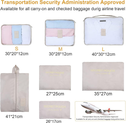 Romon Travel Suitcase Organizer, 7 Pieces Organizer Suitcase Packing Cube Set Travel Organizer for Clothes, Cosmetics, Shoes, Underwear
