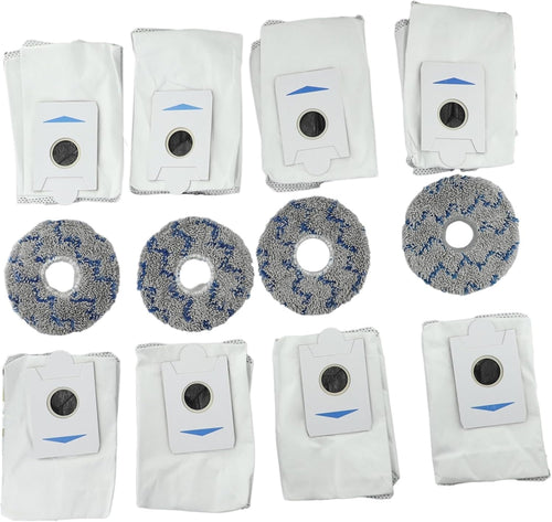T20/X1 Cleaning Essentials 8 Dust Bags and 4 Mop Pads Designed for Effective Dirt Removal and Floor Protection (Blue)