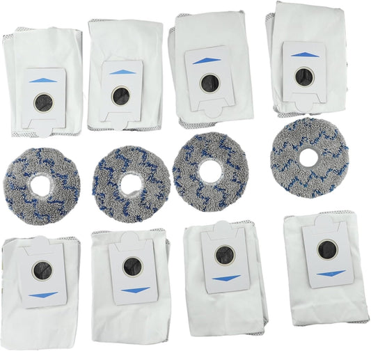 T20/X1 Cleaning Essentials 8 Dust Bags and 4 Mop Pads Designed for Effective Dirt Removal and Floor Protection (Blue)