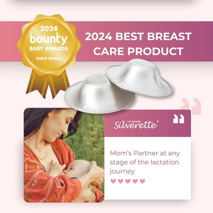 SILVERETTE The Original Silver Nursing Cups, Silverettes Metal Healing Nipple Covers for Breastfeeding, Nursing Shield, 925 Silver Nipple Cover Guards, Soothe and Protect Sore Nipples -Made in Italy