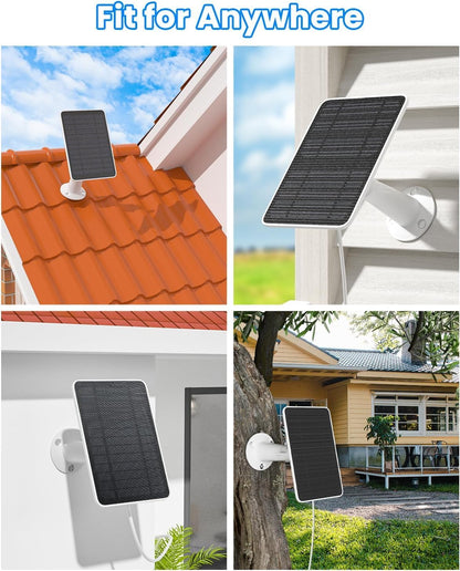Solar Panel Charger Compatible with Arlo Essential 2K Outdoor(2nd Gen)/Essential XL Camera(2nd Gen)/Essential Spotlight, 5W Solar Panel with IP65 Waterproof 10ft Micro USB-C Cable (2 Pack)