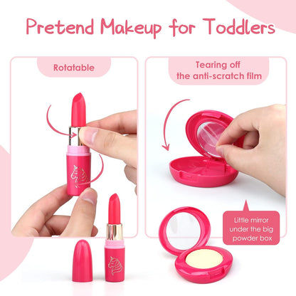 Woumserta Pretend Makeup for Toddlers, Fake Makeup for Kids, 26 Pack Play Makeup Toys for Little Girls Age 2 3 4 Christmas Birthday Gift