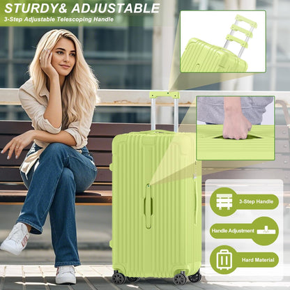 Krute Luggage Sets 2 Piece Suitcase PC+ABS Hardside Spinner Wheels TSA Lock Carry On Luggage 20+28 Inch (AppleGreen)
