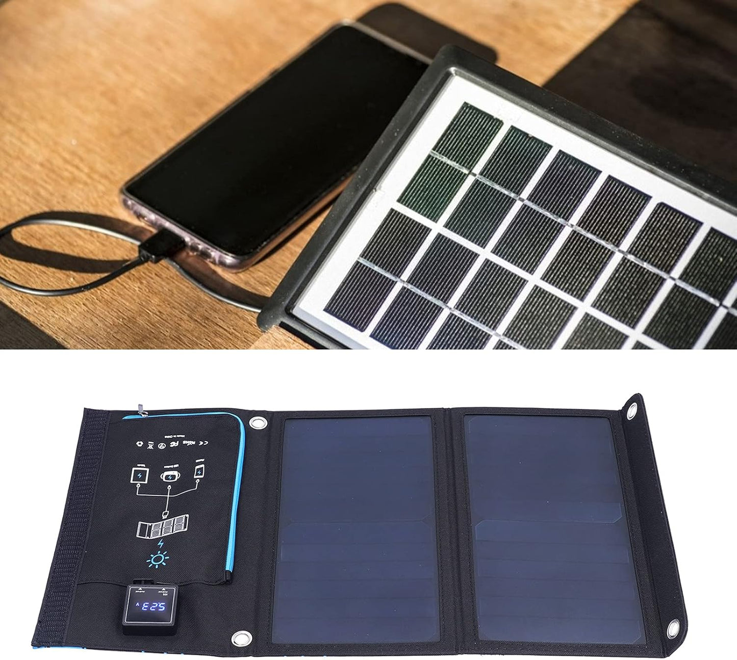 QANYEGN Portable Solar Charger, Solar Charging Bag with USB Ports, Portable Solar Power Bank for Smartphones, Tablets, Power Bank