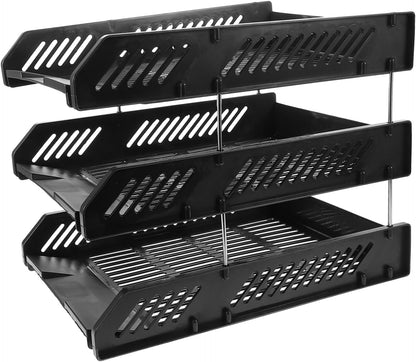 GETAJGHSD Desk Paper Tray Organizer Mesh File Sorter for Office Home Black Letter Holder for Efficient and Workspace Organization