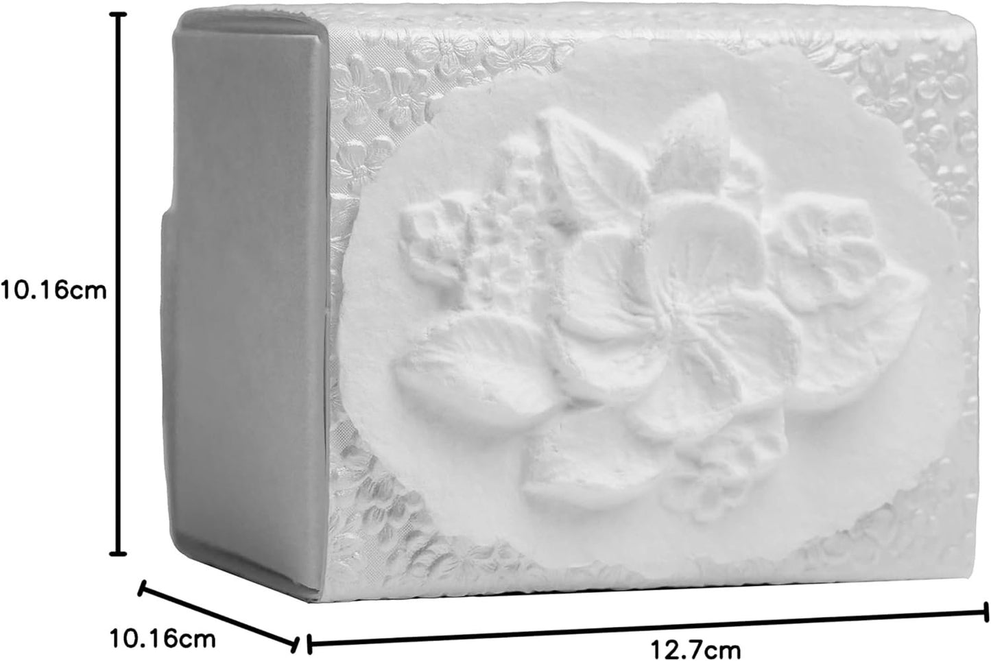 The Favorite Place® Burial Urn Box, (Small Flower at Peace Box), Biodegradable for Ground Burial, Scattering Cremated Ashes in Earth Friendly Eco Urn, (Small, Pearl White)