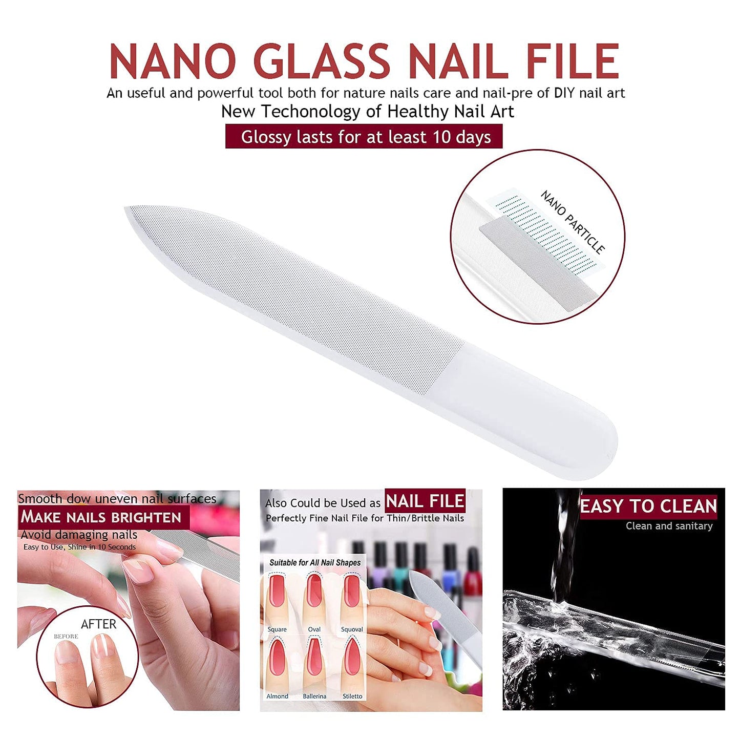 Manicure Set Nail Clippers Kit 5 Pieces in 1 Stainless Steel Professional Grooming Nail Care Tools Including Nano Glass Nail Shiner Buffer File Gift for Men Husband Boyfriend Parents Women Visit the HANTEKAS Store