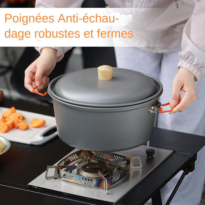 Camping Pot, Portable large Capacity Pan, Heat Resistant Lightweight Steamer, Perfect Picnic Gear 11,81 x 7,48 Inch for Backpacking, Outdoor Travel, Hiking, Boiling Meals Efficiently