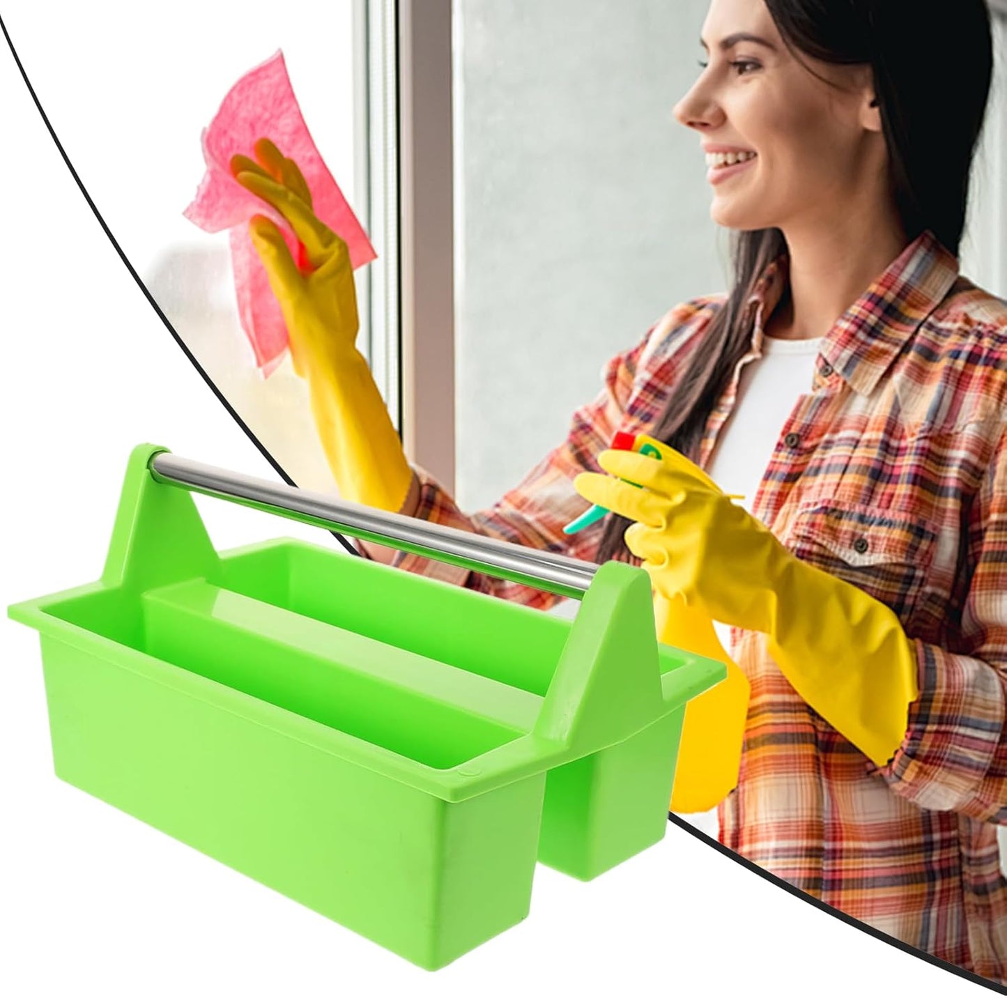 Cleaning Basket With Handle, Household Supplies Organizer, 15.75x10.04x8.27 Inches Large Capacity Lightweight Tool Box, Cleaning Device Carrier, Storage Bin For Dorm, Women, Men