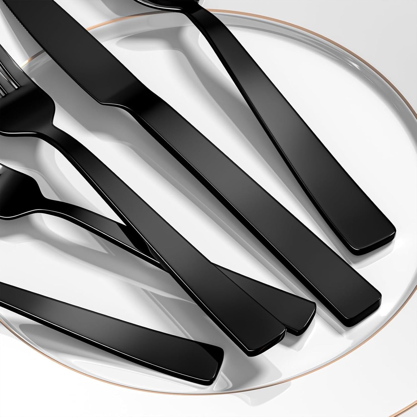 Yoehka 40 Pieces Black Silverware Set, Premium Stainless Steel Flatware Set for 8, Mirror Polished Tableware Cutlery Set for Home & Restaurant, Utensil Set Include Knife/Spoon and Fork, Dishwasher