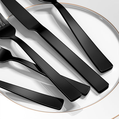 Yoehka 40 Pieces Black Silverware Set, Premium Stainless Steel Flatware Set for 8, Mirror Polished Tableware Cutlery Set for Home & Restaurant, Utensil Set Include Knife/Spoon and Fork, Dishwasher