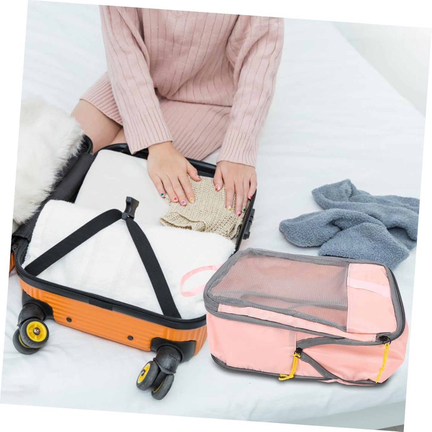 Healeved 3pcs Compression Packing Cubes Lightweight Travel Storage Bags for Luggage Organization Neatly