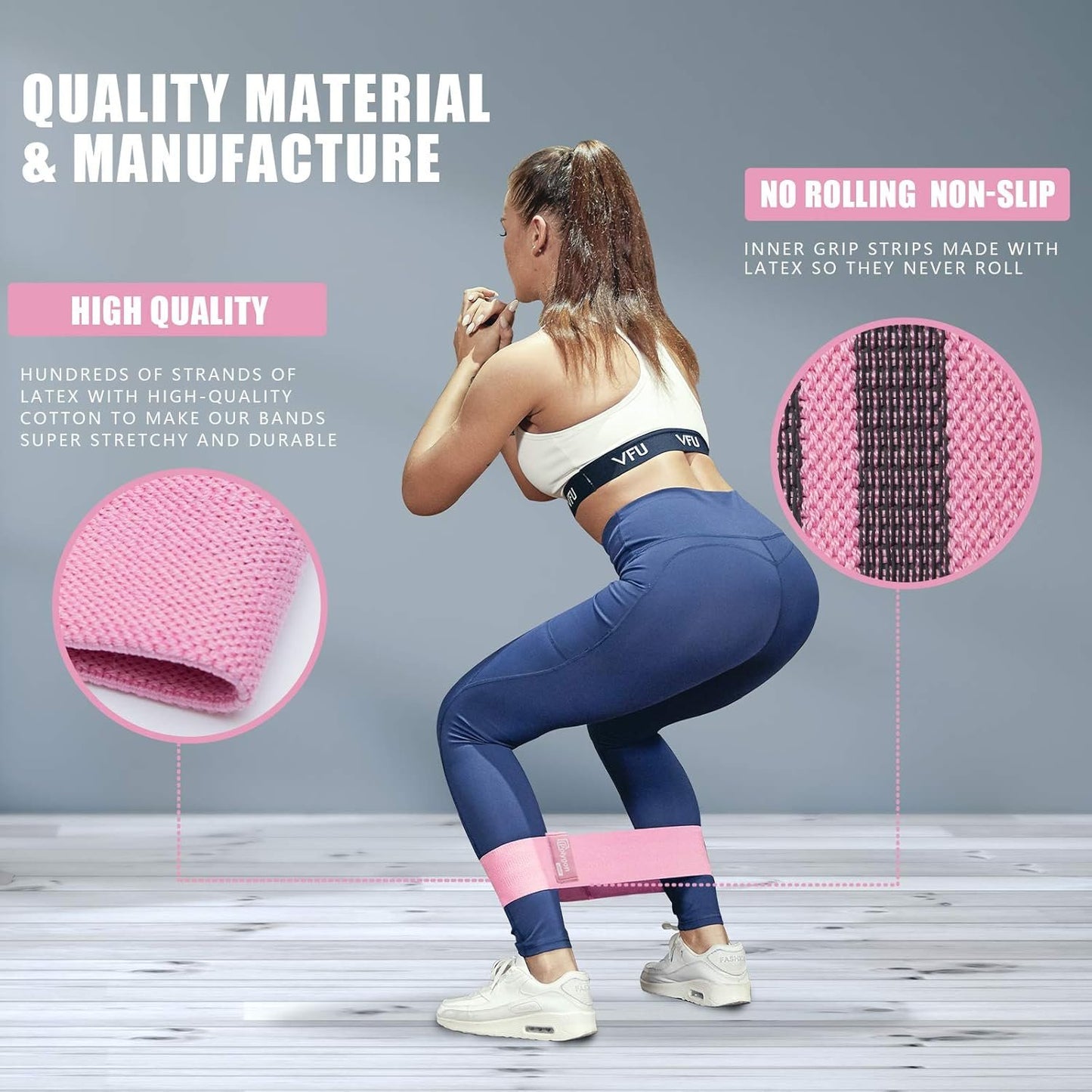 Polygon Resistance Exercise Bands, Fabric Non Slip Hip Bands for Squats, Legs, Butt, Thigh and Hip Workout, Thick Wide Fitness Loop for Men & Women. Workout Guide Included