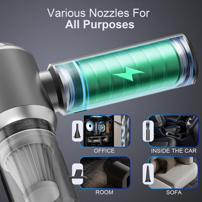 Powerful Wireless Vacuum Cleaner, 20000Pa 4 in 1 Portable Car Vacuum Cleaner, Vacuum Cleaner and Blower with Brushless Motor, USB C Mini Powerful Vacuum Cleaner for Car Home Office Household Hair (A)