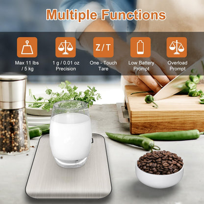 CROWNFUL Food Scale, 11lb Digital Kitchen Scales with Built-in Coin Battery, Weight Ounces and Grams for Cooking and Baking, 6 Units with Tare Function