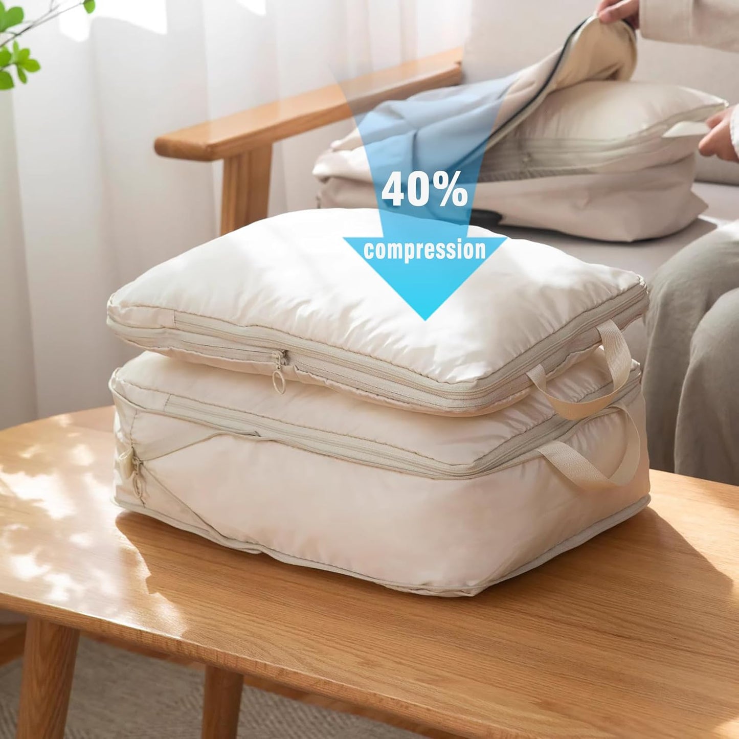 Set of 6 Packing Cubes Compression Design - Save Space in Luggage