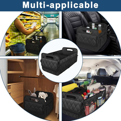 Car Trunk Organizer for SUV, 50L Waterproof Storage with 6 Pockets, Car Accessories for Women/Men, Black Polyester Organizer