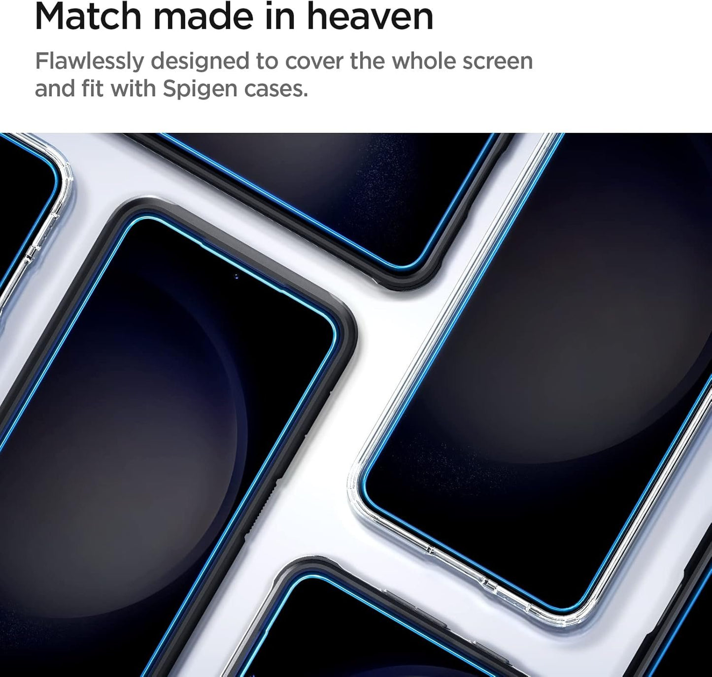 Spigen Tempered Glass Screen Protector [Glas.tR EZ Fit] designed for Galaxy S23 Plus (2023) [Case Friendly] - 2 Pack