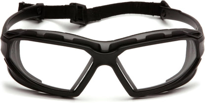Pyramex Safety Highlander XP Eyewear, Black-Gray Frame/Sky Red Mirror Anti-Fog Lens