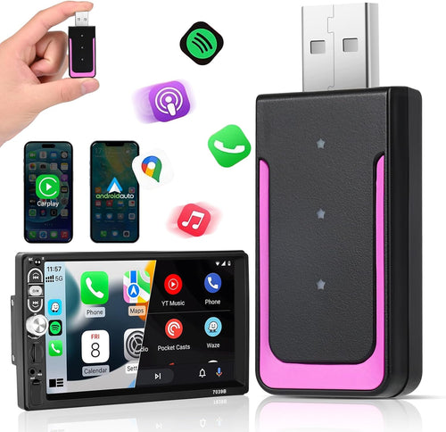 Wireless Car-Play Adapter, Euakee Mini Edition Automatic Wireless Adapter, Converts Wired to Wireless Car-Play Dongle Plug & Play Car-Play Adapter for Android and Android for 800+ Vehicles