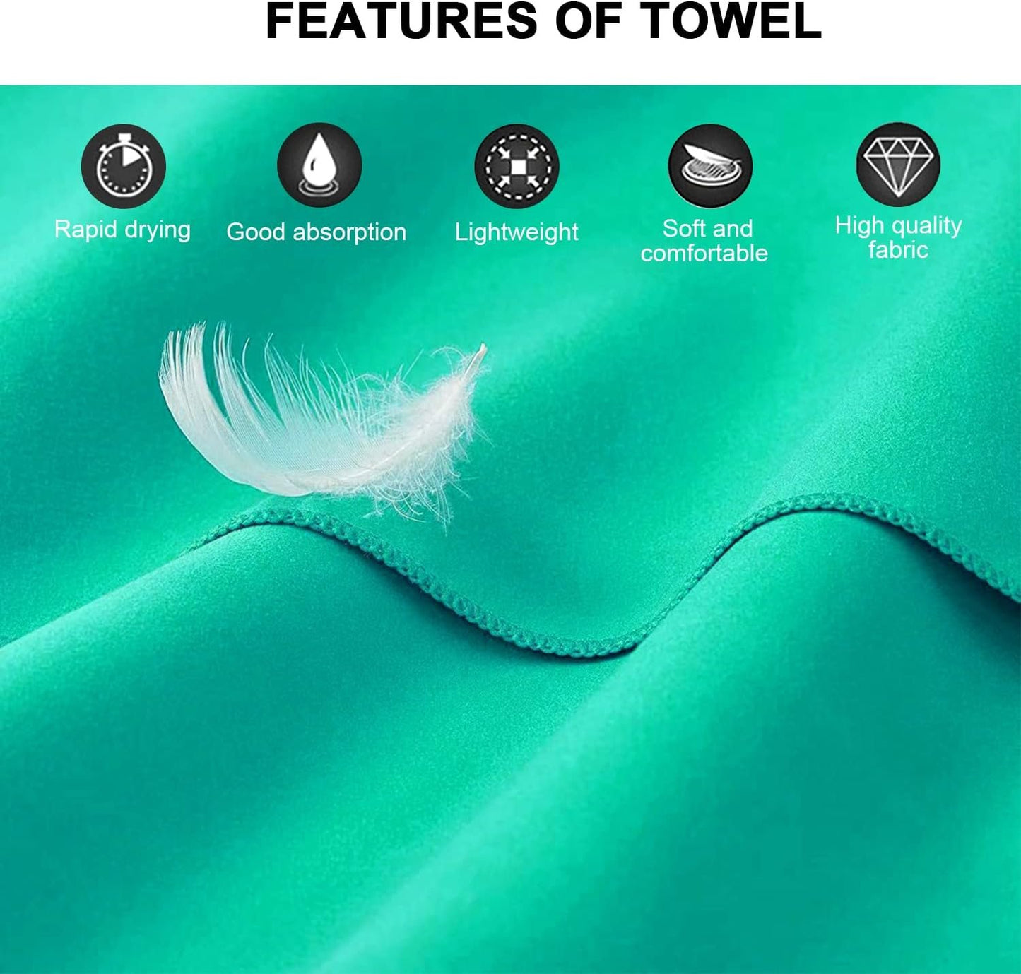 GIOD Microfibre Towel Travelï¼ŒCamping Towels Set of 3, Quick Drying Bath Towels, Sports Fitness Reversible Fleece Quick Drying Towels for Gym, Pool, Yoga, Beach, Outdoor Travel (Green)