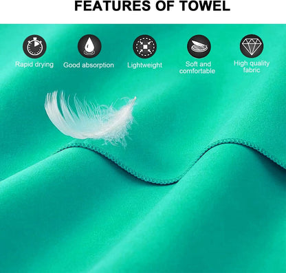 GIOD Microfibre Towel Travelï¼ŒCamping Towels Set of 3, Quick Drying Bath Towels, Sports Fitness Reversible Fleece Quick Drying Towels for Gym, Pool, Yoga, Beach, Outdoor Travel (Green)