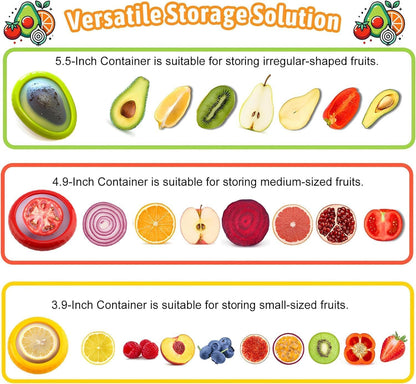 Nawchedo Silicone Fruit and Vegetable Storage Containers for Fridge, Onion Storage Container, Avocado keeper,Tomato Saver, Lemon holder Set of 4- Ideal for Garlic, Onions, Lemons and Potatoes