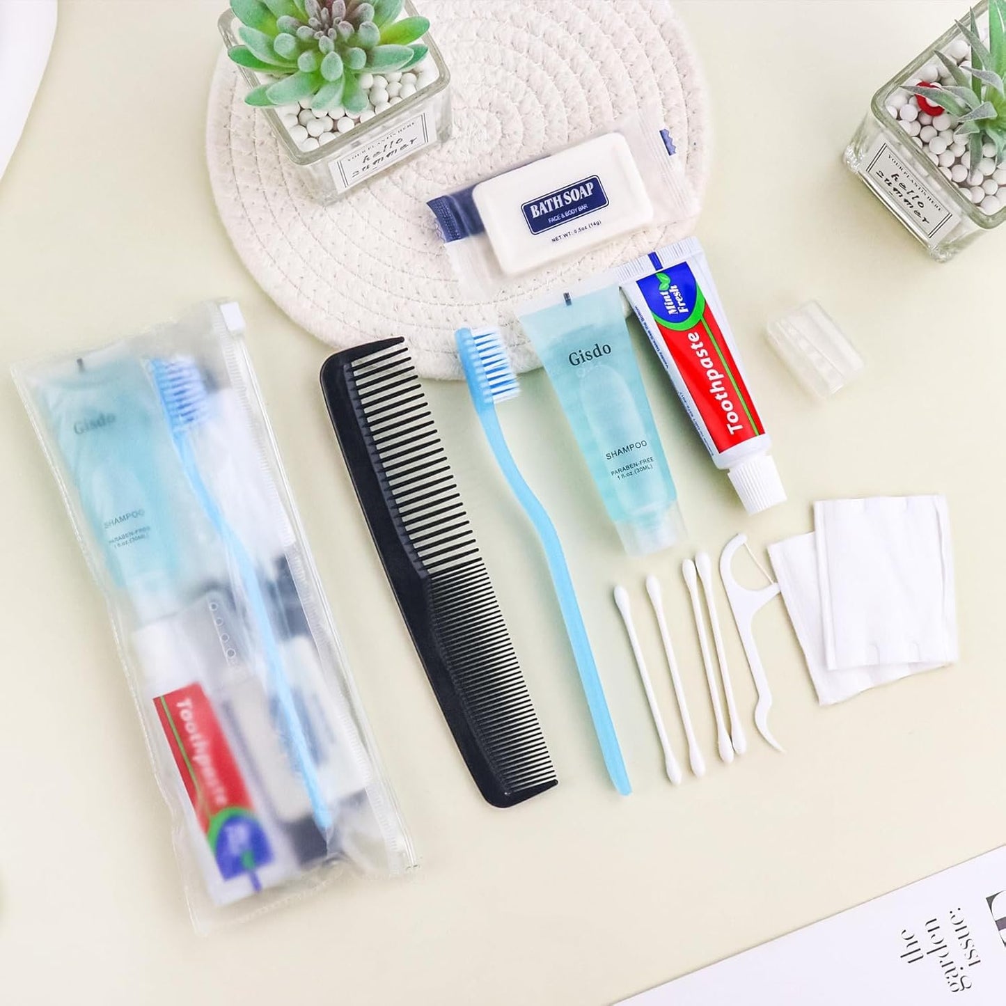 Gisdo Toiletry Kits Homeless Personal Hygiene Kit Bulk(10-IN-1), Blue, Pack of 30, 30 Set