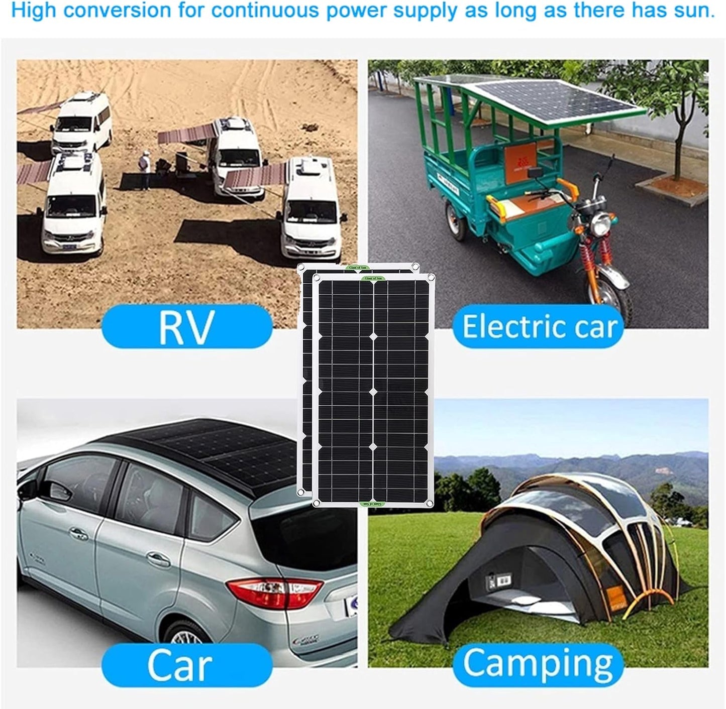 2Pcs 250W/500W Solar Panel Kit 12V USB with 100A Controller Flexible Monocrystalline Solar Power System Charger for Car RV Boat Battery Charger