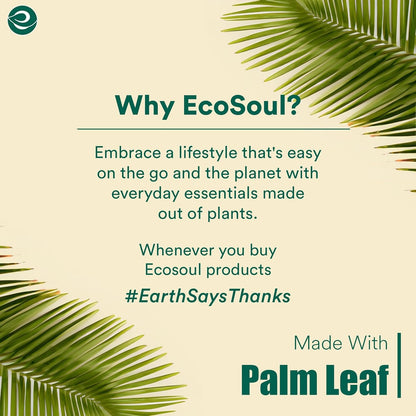 ECO SOUL 100% Compostable Small 5 Inch 8 Oz Palm Leaf Bowls [50-Pack] Disposable Dessert Bowls Bamboo Style I Heavy Duty Eco-Friendly Sturdy Bowl I Biodegradable Eco Bowls