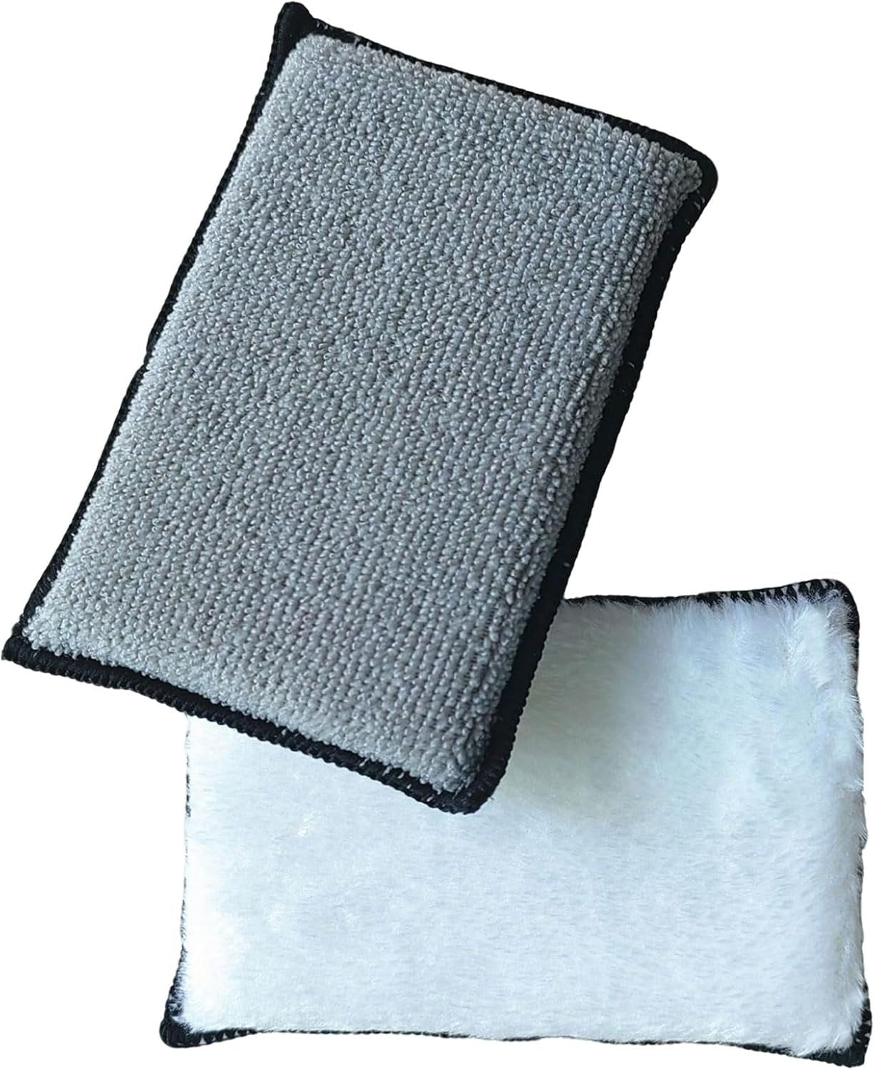 Xolixorium 5"Ã—3" Car Interior Scrubbing Sponges - Microfiber Auto Detailing Pads for Leather/Plastic/Vinyl Upholstery (2Pcs Gray White)