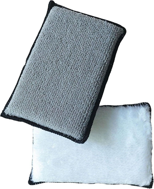 Xolixorium 5"Ã—3" Car Interior Scrubbing Sponges - Microfiber Auto Detailing Pads for Leather/Plastic/Vinyl Upholstery (2Pcs Gray White)