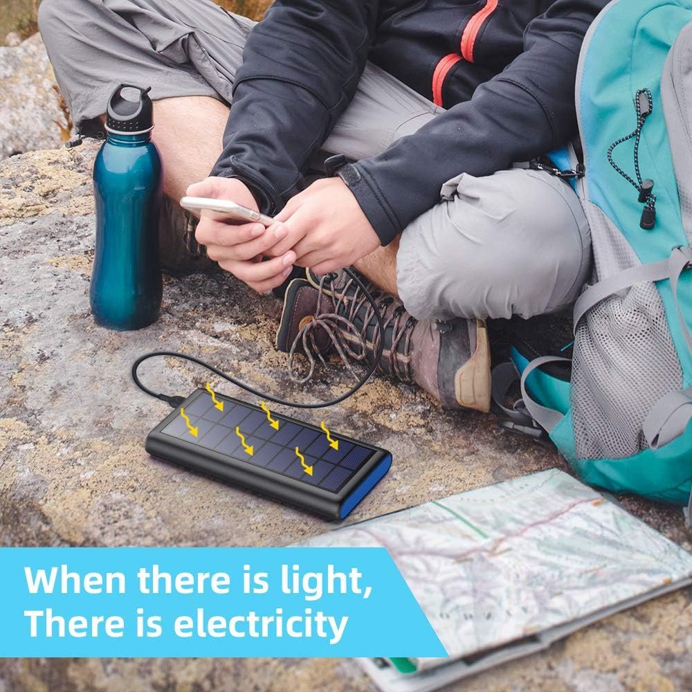 Solar Charger Power Bank 26800mah, 2 USB Output Fast Phone Portable Charger Power Bank Solar Battery Bank Pack External Backup Pack Cell Phone for iPhone, Samsung Galaxy Android, iPad Tablet