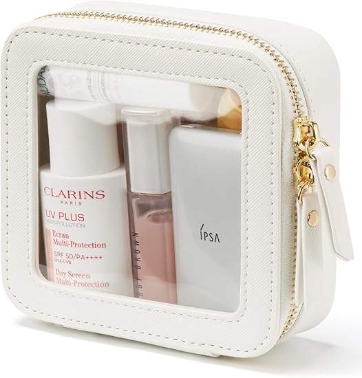 Popvibe Clear Makeup Bag Travel Cosmetic Case Transparent Toiletry Bag with Zipper, Portable Make Up Organizer Traveling Compact Car Bag for Essentials
