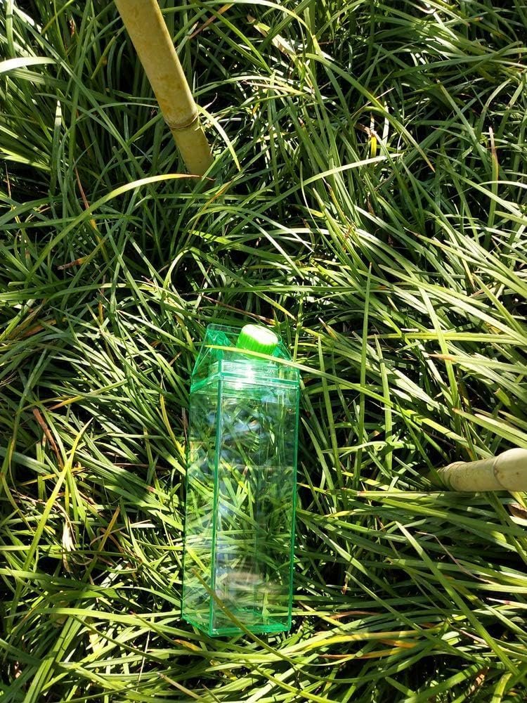 1000ml/34oz Cute Leakproof Clear Milk Carton Water Bottle Portable Drinkware for Outdoor Climbing Tour or Camping