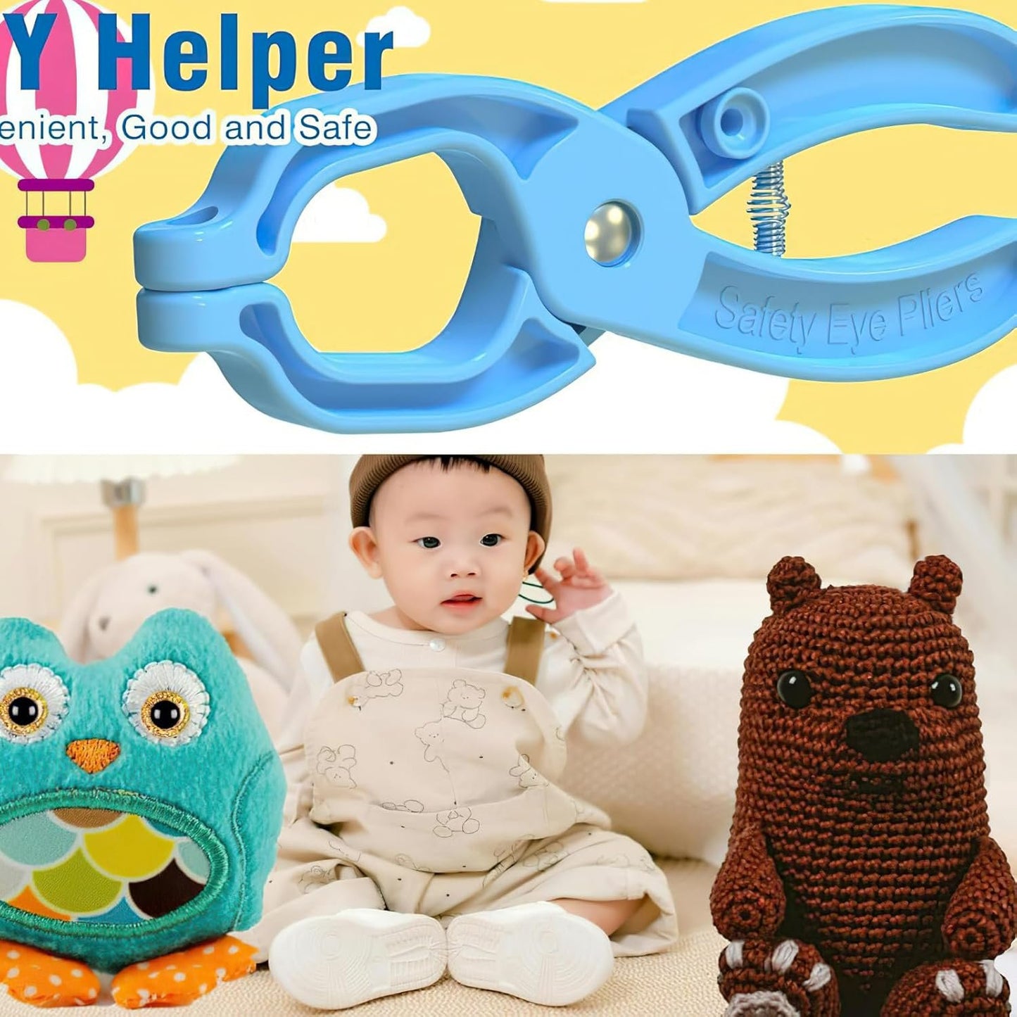 Safety Eyes for Crochet Tool,Crochet Eyes Tool,Safety Eyes Crochet Tools for Crochet & Stuffed 5-30mm,Safety Eye Tool Clamp,Auxiliary Tool for Attaching Safety Eye,Crochet Doll Safety Eye Snapper Tool