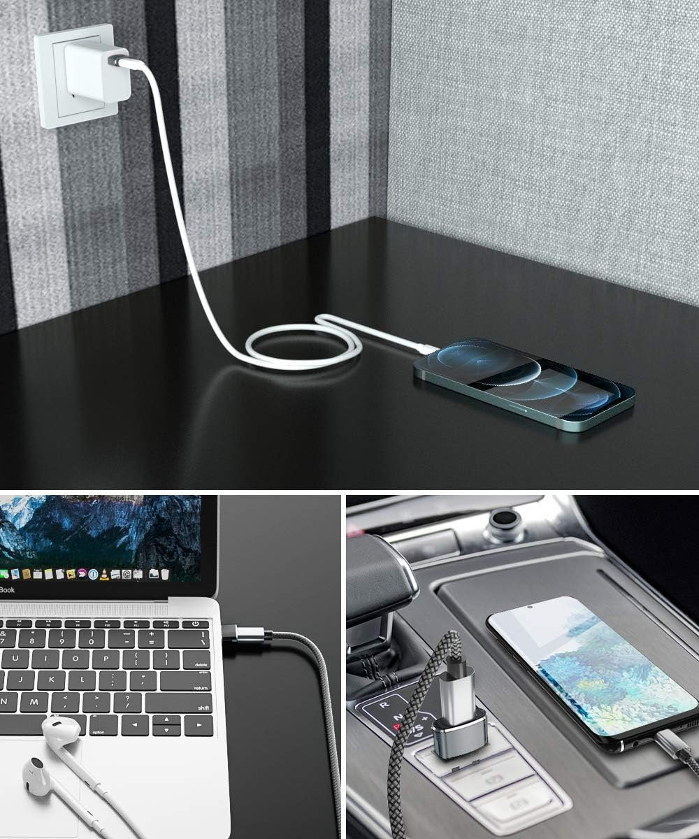 Elebase USB to USB C Adapter 4 Pack,USBC Female to A Male Car Charger,Type C Converter for iPhone 16 Pro Max,15 14 13 12 11 Plus,Apple Watch iWatch 10 9 8,Airpods,iPad Air Mini 6 7,Samsung Galaxy S25