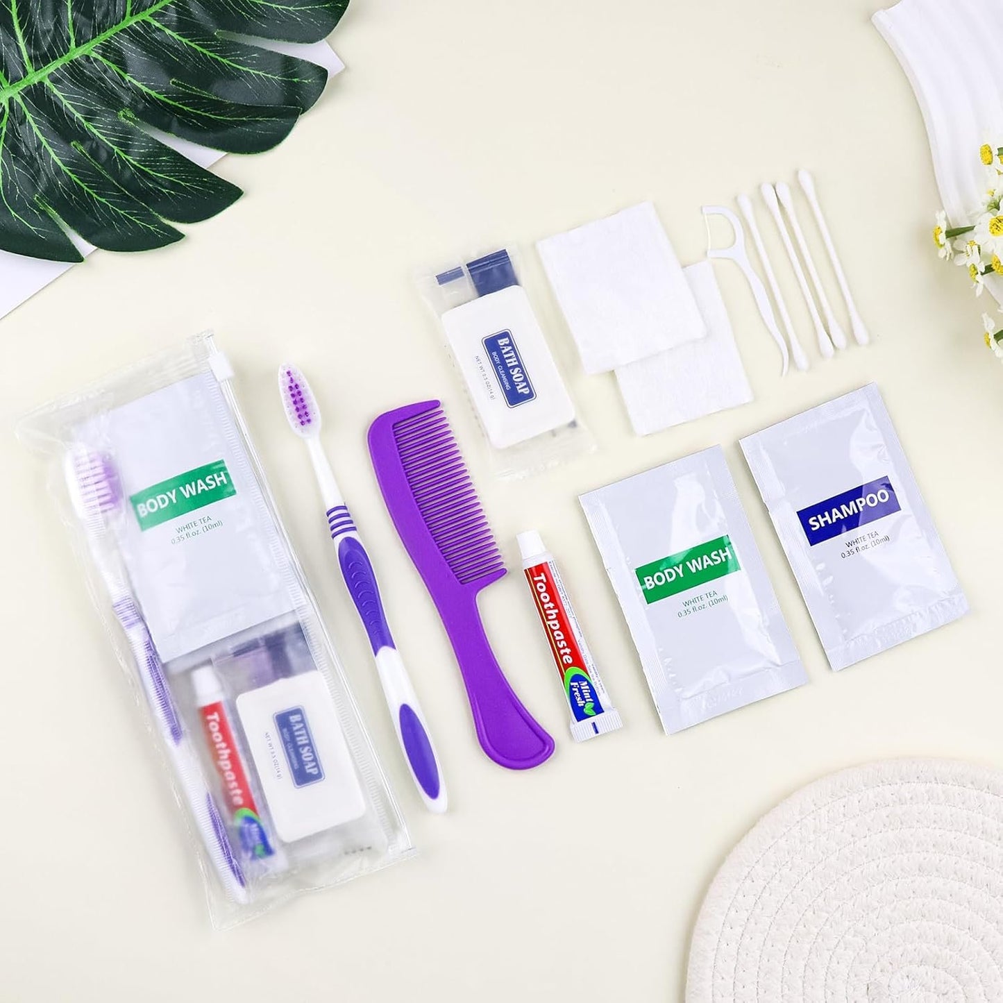 Pack of 50 Hygiene Kit, Toiletry Kit Bulk, Individually Packed, Travel Disposable Hygiene Kit, Homeless Care Package Supplies,Suitable for Hotel, Camping, Travel
