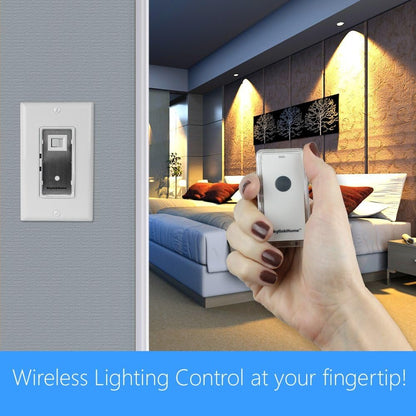 SkylinkHome WR-318 Dimmable Wall Switch with Snap on Remote Lighting Control in-Wall Home Automation Smart Light Receiver, SkylinkNet Compatible Easy DIY Installation Without Neutral Wire (300 Watts)