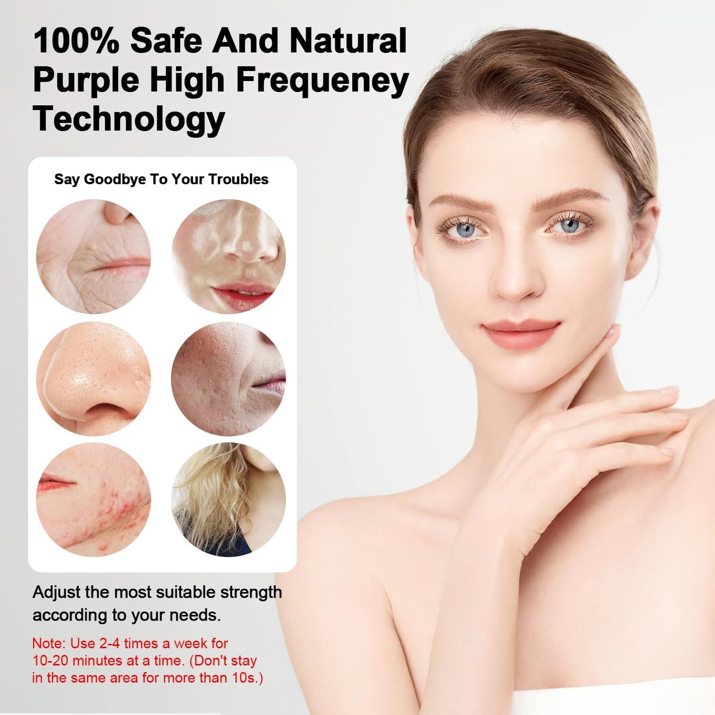 High Frequency Facial Wand, Portable High Frequency Facial Skin Machine, With 4 Different Tubes. Face Skin Therapy Wand, For Wrinkles, Skin Tightening, Dark Circles Under The Eyes (Orange)