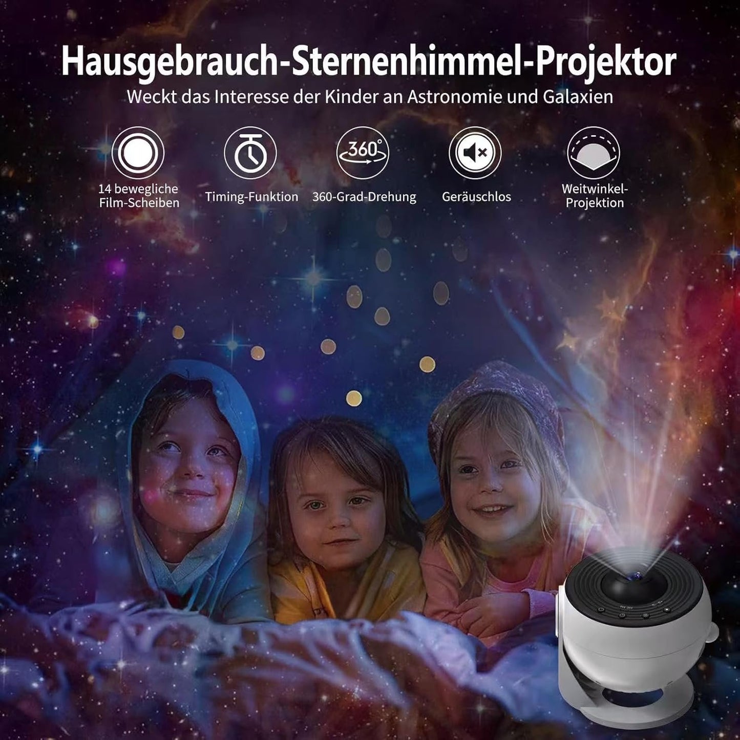 Upgrade Starry Sky Projector, Home Planetarium Projector Lamp, Starry Sky for Bedroom, Children, Adults with 14 Planet Discs, Moon/Fog/Sky Galaxy Projector, Skylight Projector, White