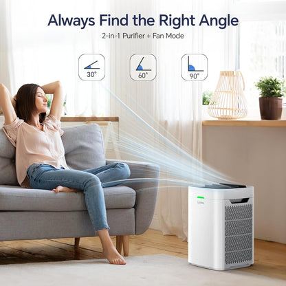 Air Purifiers for Home Large Room Up to 2600 Ft², Double-Sided HEPA Air Purifier with Washable Pre-Filter, Smart WiFi, PM 2.5 Air Quality Monitor, Fan Mode, for Pets Hair, Dust, Smoke, Pollen