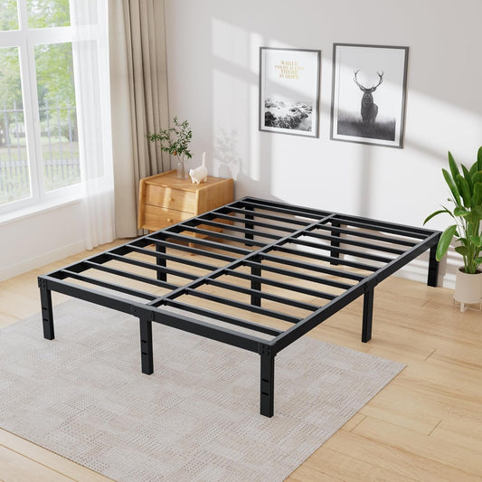 King Bed Frame 3600lbs Heavy Duty Metal Platform No Box Spring Needed with Steel Slat Support, Easy Assembly,Noise-Free 16 Inch (16 Inch, King (U.S. Standard))