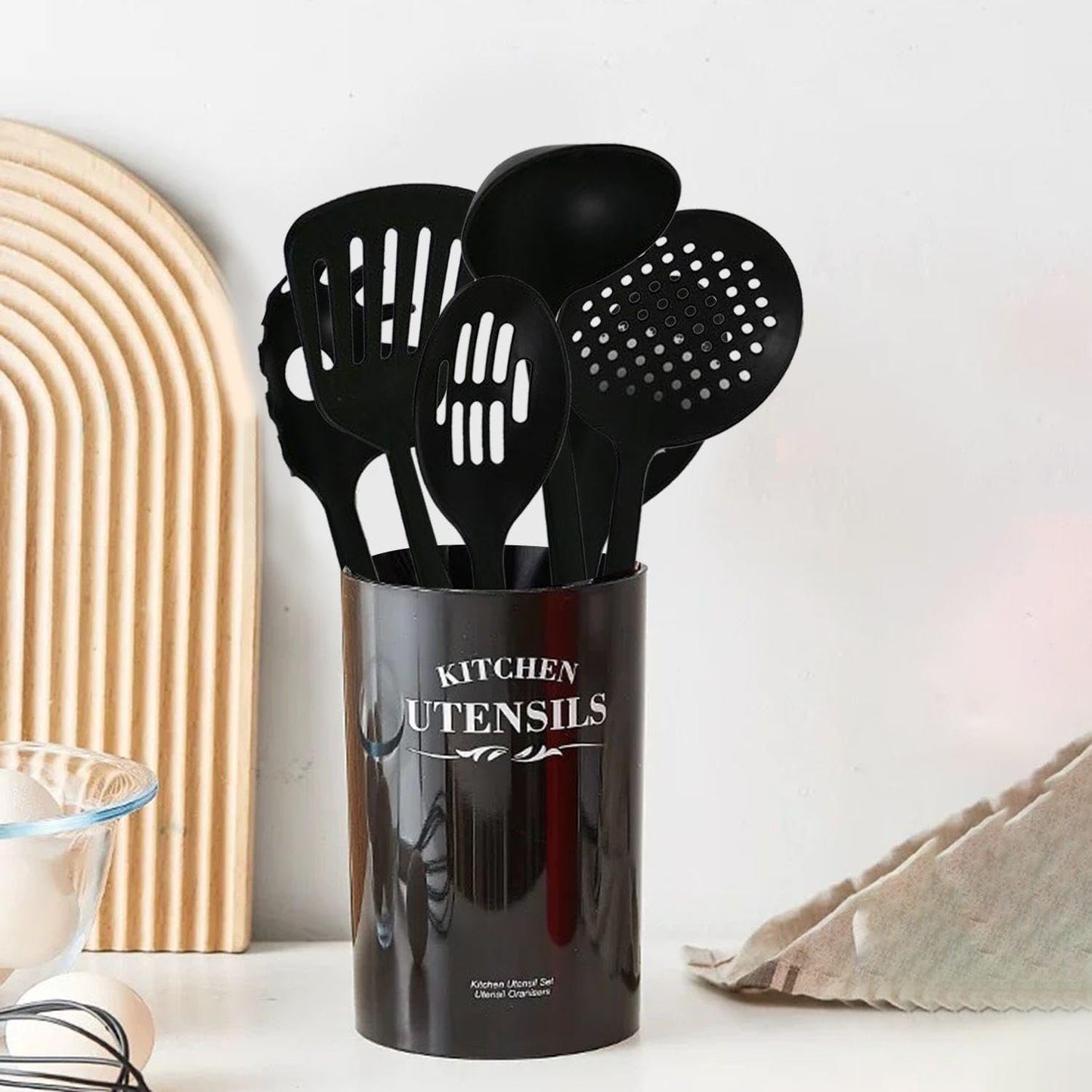 6 Piece Kitchen Cookware, Household Gadgets, Non-Stick Nylon Stirring Spoon, Kitchen Spatula, Long Handle Strainer, Kitchen Utensils Set