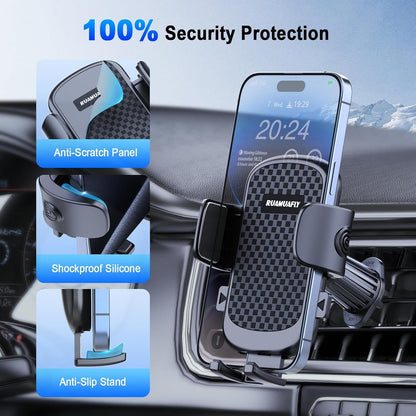 [2025 Upgraded] Car Phone Holder Vent Mount Extended Metal Hook[Ultra-Stable][Wider Clamp & Fit Thicker Case] Cellphone Car Mount for iPhone 16 Pro Max 15 Plus 14 13 12 Android Samsung S25 Ultra Pixel