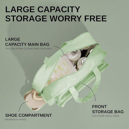 TALOMON Transparent PVC & PU Makeup Bag - Large Capacity, Wet/Dry Separation with Two or Three Partitions, Travel Toiletry Bag for Skincare, Beach & Poo（ Green