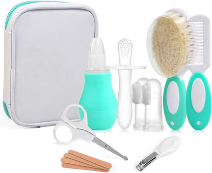 NEWSTYLE Baby Daily Care Kit,Infant Convenient Healthcare Grooming Set Nail Clipper Manicure Safety Scissors Nose Cleaner Hair Brush Comb Essential Daily Care Bathing Tool for Travelling & Home Use