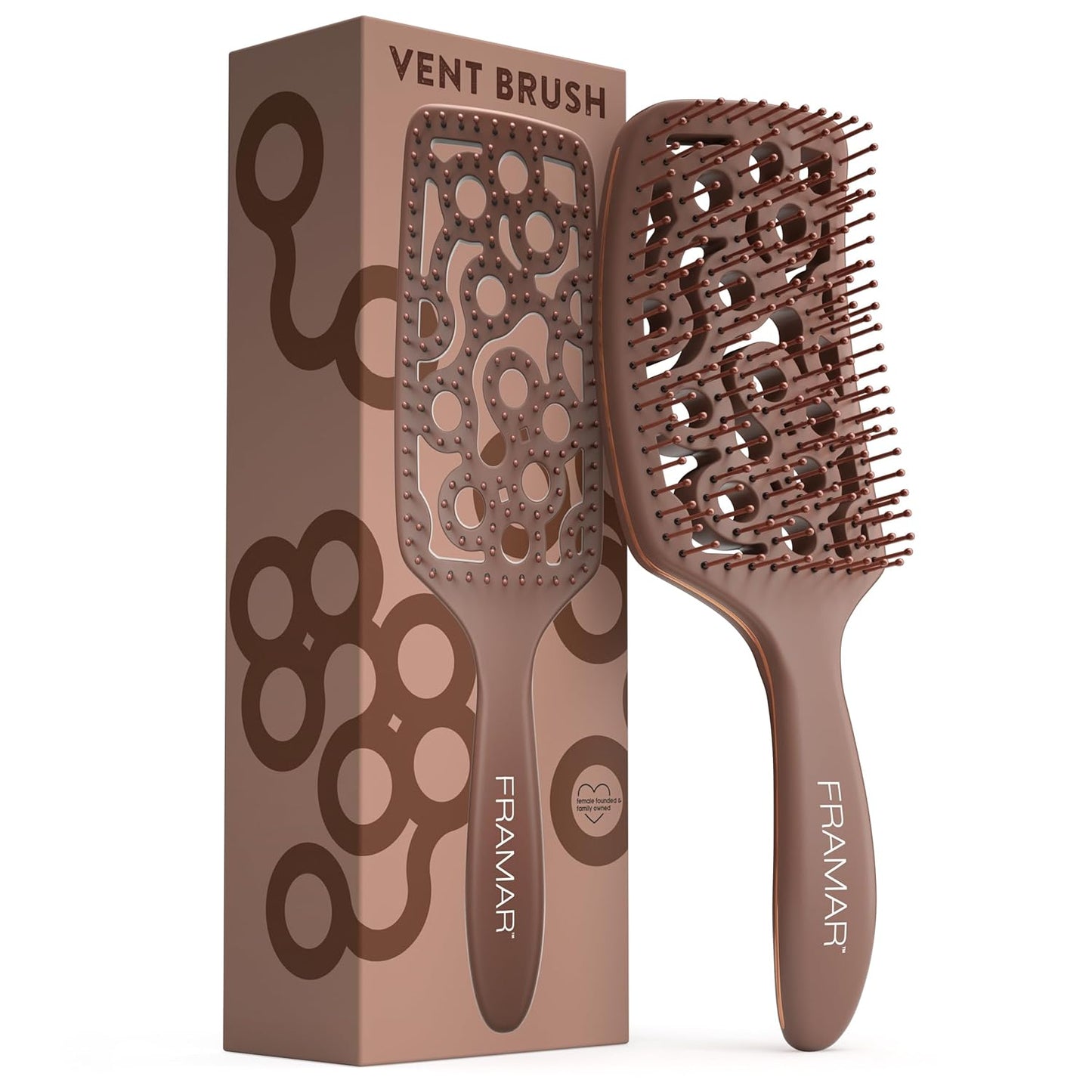 FRAMAR Professional Vented Hair Brush – Curved Hair Brush For Blow Drying, Wet Paddle Brush For Hair, Vent Brush For Blow Drying, Wet Hairbrush For Women – Heat Resistant – Chocolate